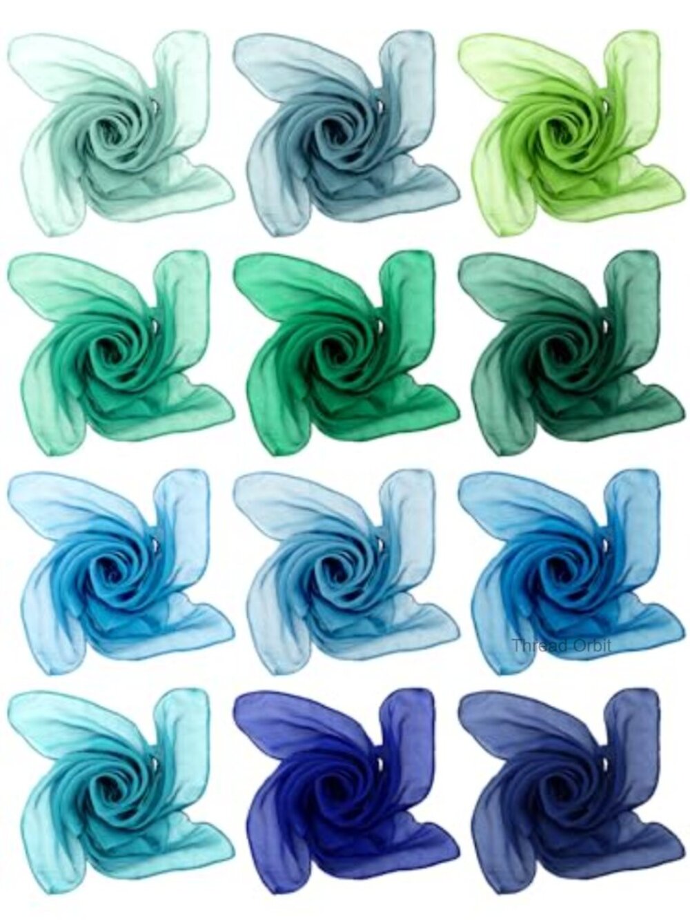12 Pc Chiffon Square Scarf Set 27.5x27.5 Polyester Retro Neck Head Wrap